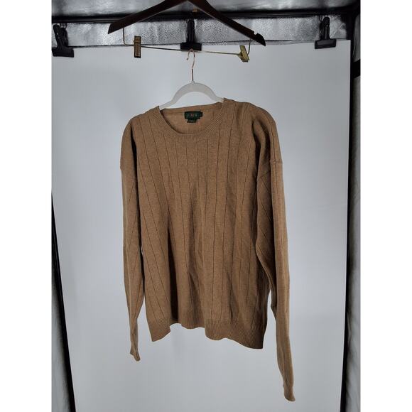 J.Crew Mens XL Lambswool Pullover Tan Sweater Neutral Minimal Preppy Classic - Picture 3 of 5